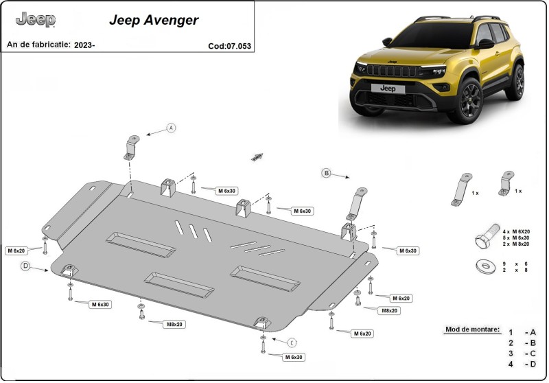 Stahl Unterfahrschutz für Motor Jeep Avenger (2023-2026)