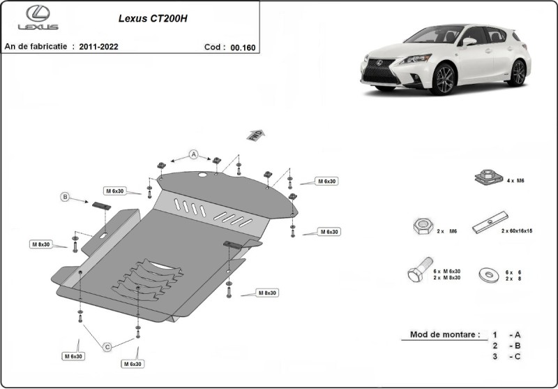Stahl Unterfahrschutz für Katalysator Lexus CT200H (2011-2022)