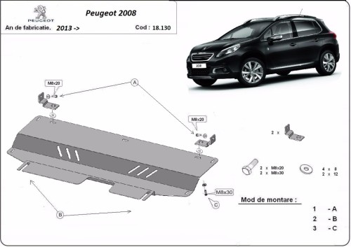 Stahl Unterfahrschutz für Motor Peugeot 2008 (2013-2019)