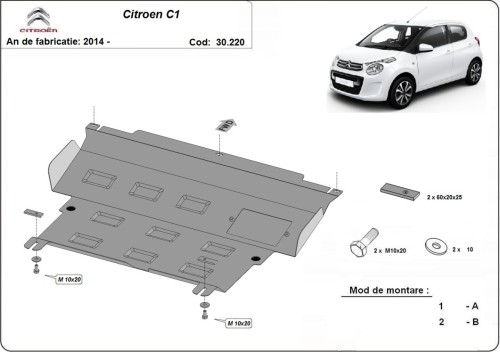 Stahl Unterfahrschutz für Motor Citroen C1 (2014-2022)