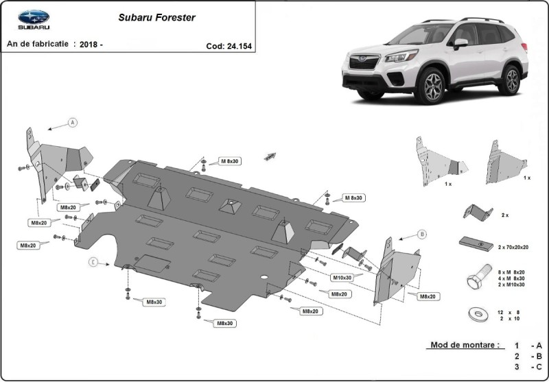 Stahl Unterfahrschutz für Motor Subaru Forester 5 (2018-2024)