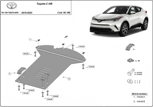 Stahl Unterfahrschutz für Katalysator Toyota C-HR (2016-2023)