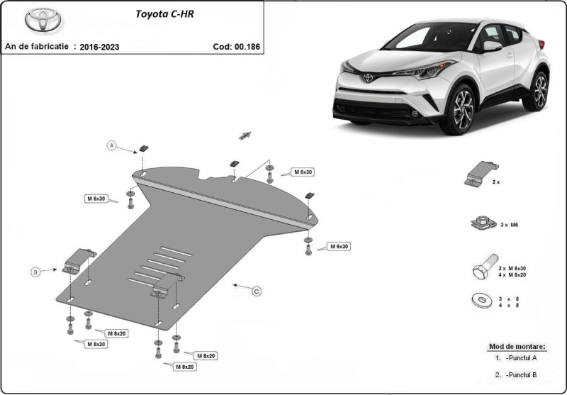 Stahl Unterfahrschutz für Katalysator Toyota C-HR (2016-2023)