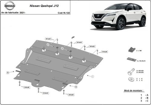 Stahl Unterfahrschutz für Motor Nissan Qashqai J12 (2021-2026)