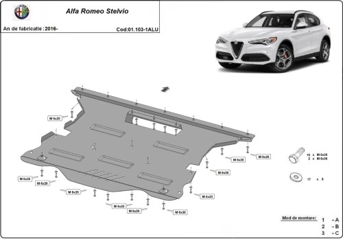 Aluminium Unterfahrschutz für Motor Alfa Romeo Stelvio (2016-2026)
