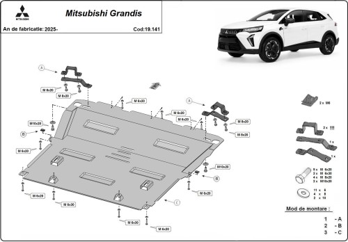 Stahl Unterfahrschutz für Motor Mitsubishi Grandis (2025-2026)