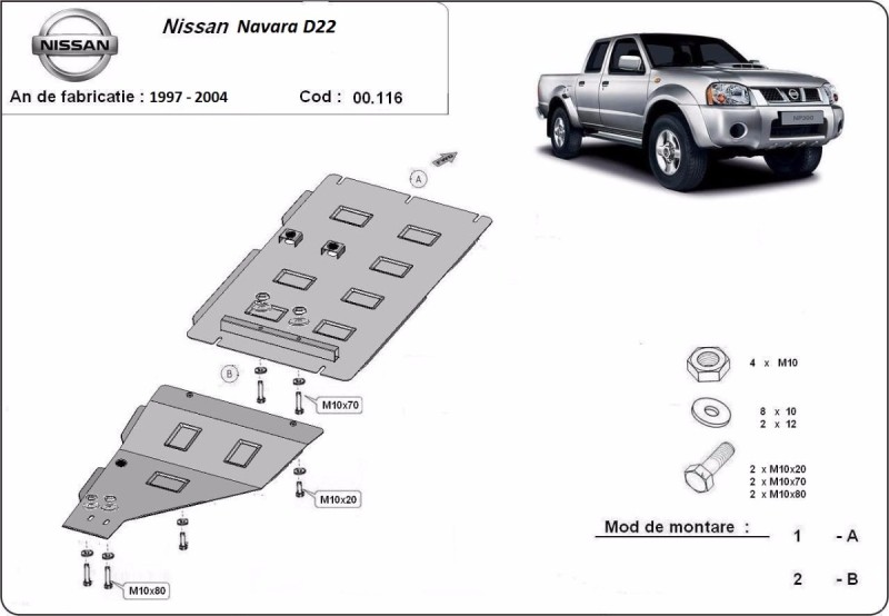 Stahl Unterfahrschutz für Getriebe Nissan Navara D22 (1997-2004)