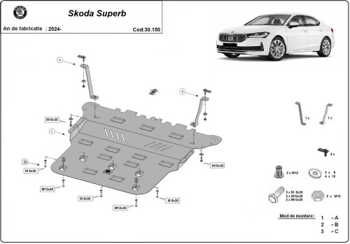 Stahl Unterfahrschutz für Motor Skoda Superb (2024-2026)