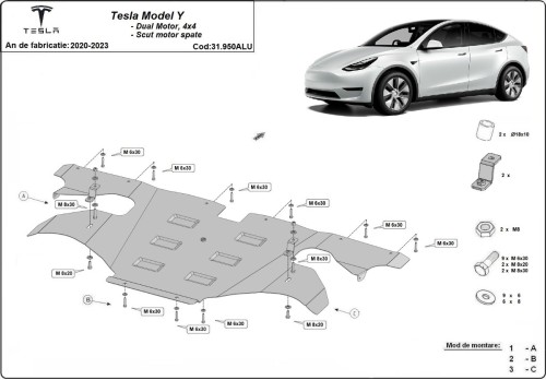 Aluminium Unterfahrschutz für Motor Tesla Model Y (2020-2023)