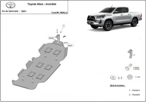 Aluminium Unterfahrschutz für Kraftstofftank Toyota Hilux Invincible (2021-2026)