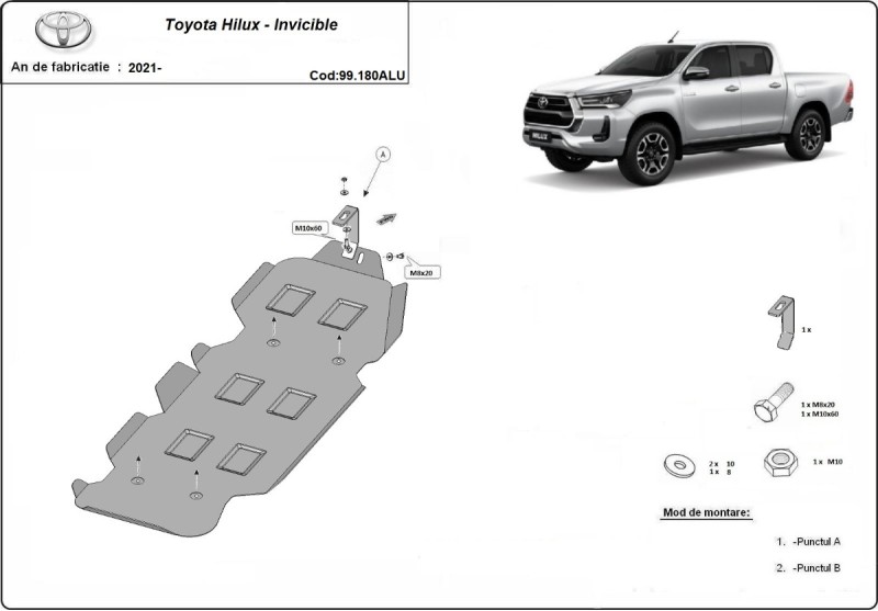 Aluminium Unterfahrschutz für Kraftstofftank Toyota Hilux Invincible (2021-2026)