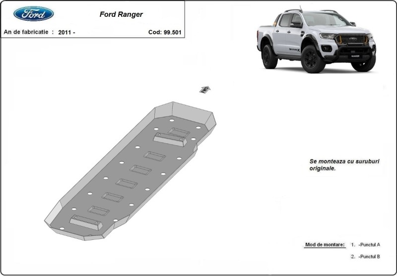 Stahl Unterfahrschutz für Kraftstofftank Ford Ranger (2011-2023)