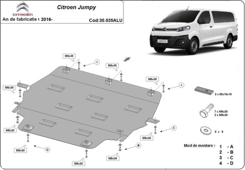 Aluminium Unterfahrschutz für Motor Citroen Jumpy (2016-2026)
