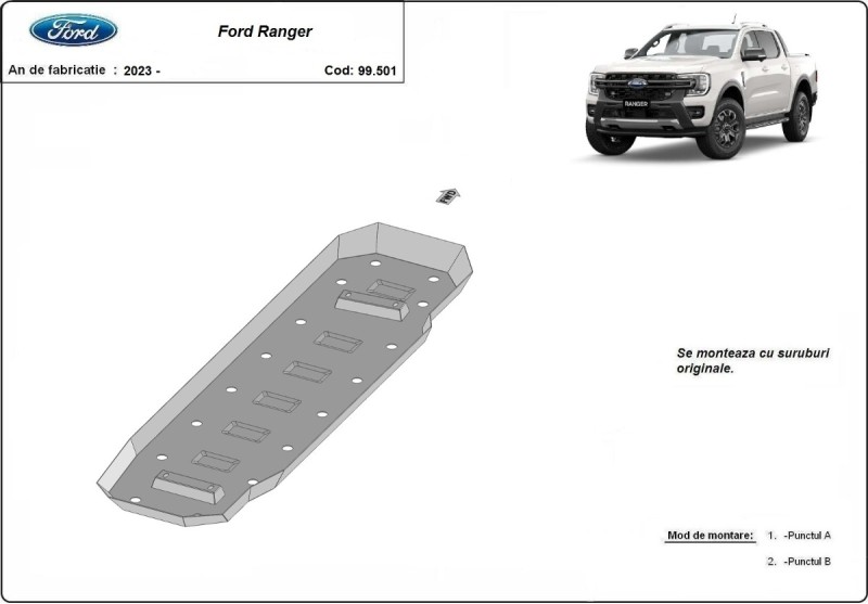 Stahl Unterfahrschutz für Kraftstofftank Ford Ranger (2023-2026)