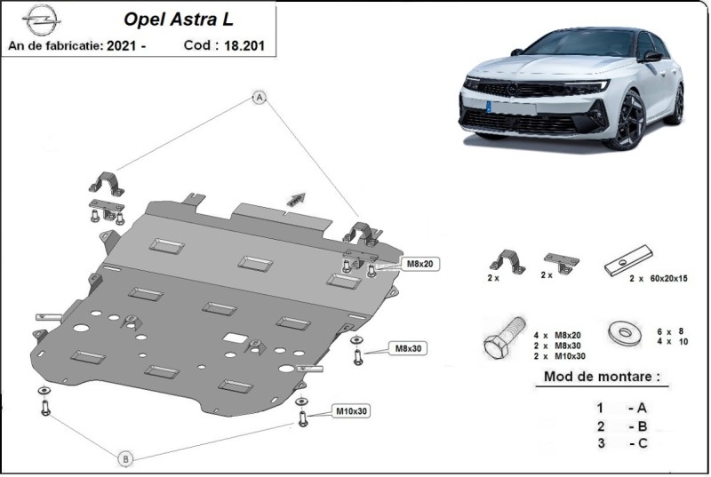 Stahl Unterfahrschutz für Motor Opel Astra L (2021-2026)