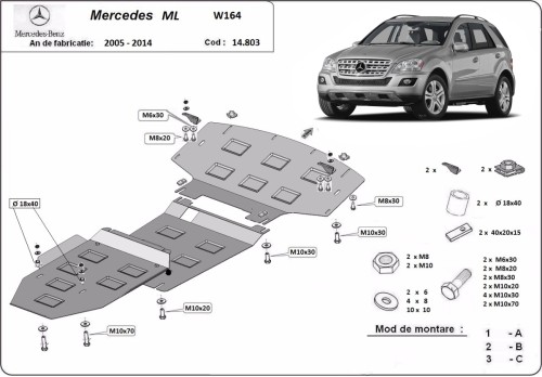 Stahl Unterfahrschutz für Motor Mercedes ML W164 (2005-2011)