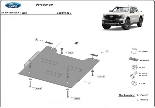 Stahl Unterfahrschutz für Verteilergetriebe Ford Ranger (2023-2026)