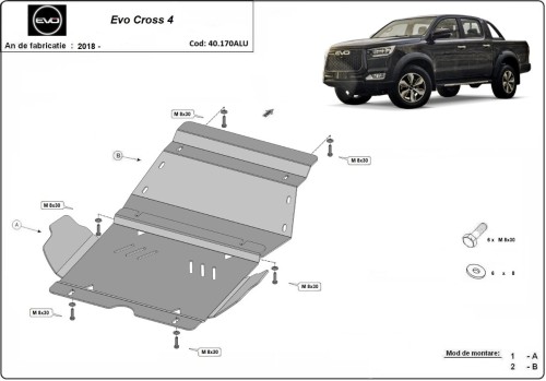 Aluminium Unterfahrschutz für Motor Evo Cross 4 (2018-2026)