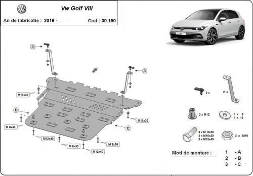 Stahl Unterfahrschutz für Motor VW Golf 8 (2019-2026)
