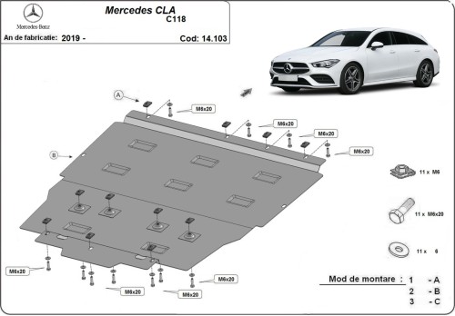 Stahl Unterfahrschutz für Motor Mercedes CLA C118 (2019-2026)