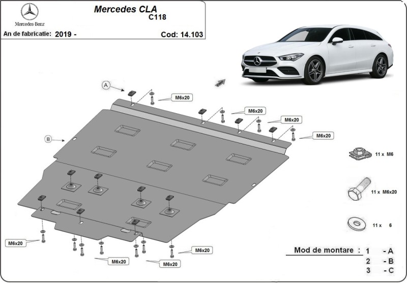 Stahl Unterfahrschutz für Motor Mercedes CLA C118 (2018-2026)
