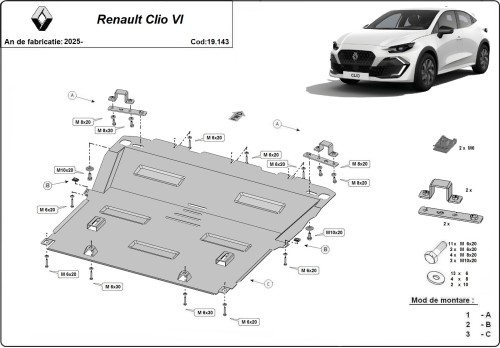 Stahl Unterfahrschutz für Motor Renault Clio (2025-2026)