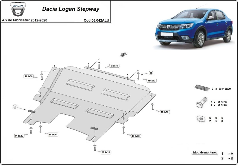 Aluminium Unterfahrschutz für Motor Dacia Logan II (2012-2020)