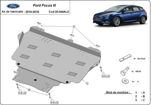 Aluminium Unterfahrschutz für Motor Ford Focus (2010-2018)