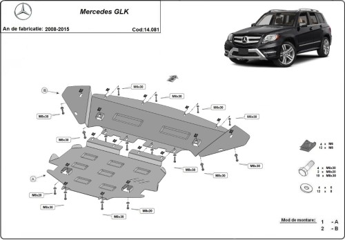 Stahl Unterfahrschutz für Motor Mercedes GLK X204 (2008-2015)