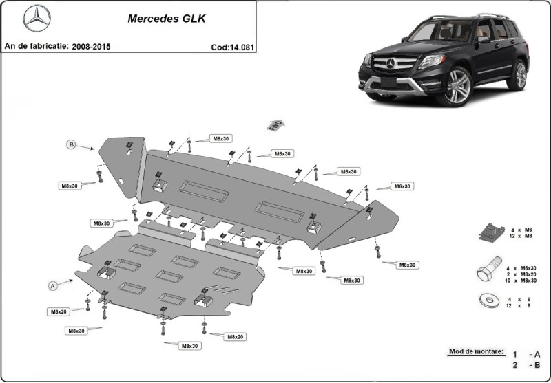 Stahl Unterfahrschutz für Motor Mercedes GLK X204 (2008-2015)
