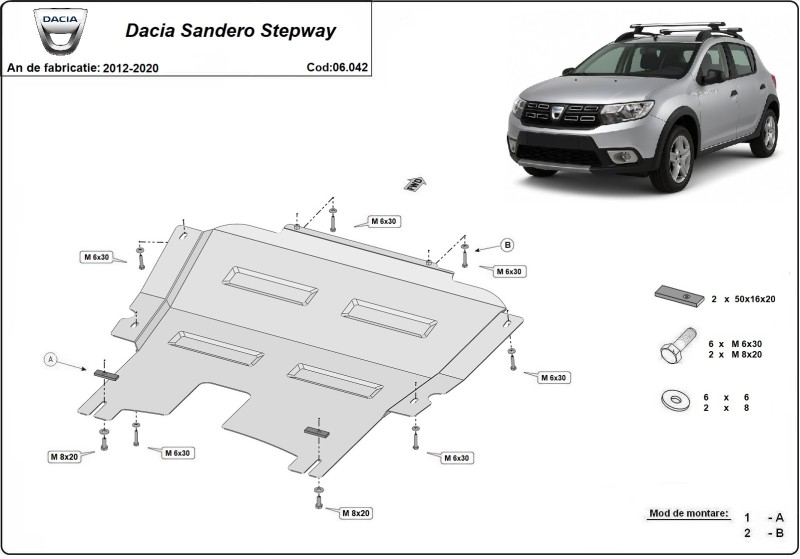 Stahl Unterfahrschutz für Motor Dacia Sandero II (2012-2020)