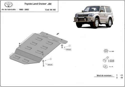 Stahl Unterfahrschutz für Getriebe Toyota Land Cruiser J90 - nur für 3 türer modell (1995-2002)