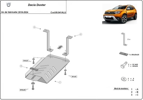 Aluminium Unterfahrschutz für Differentialschutz Dacia Duster II (2018-2024)