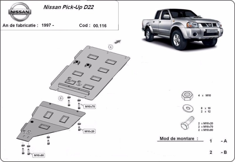 Stahl Unterfahrschutz für Getriebe Nissan Pick Up (1997-2017)