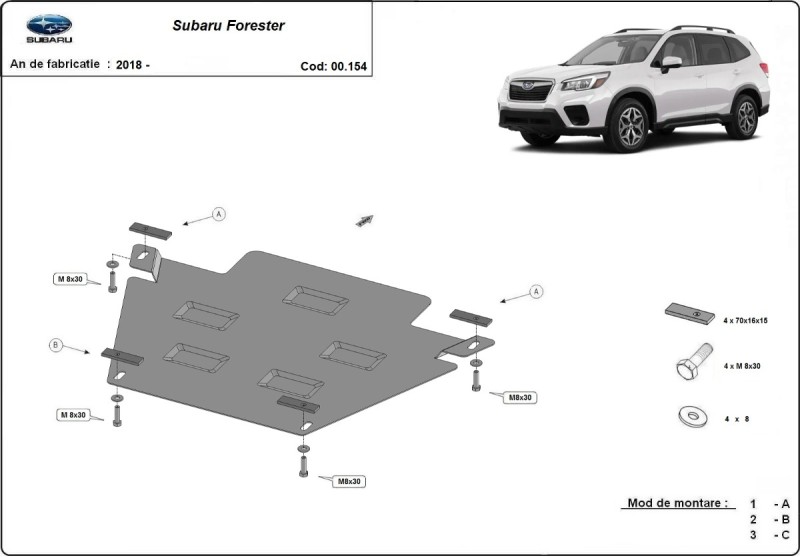 Stahl Unterfahrschutz für Getriebe Subaru Forester 5 (2018-2024)
