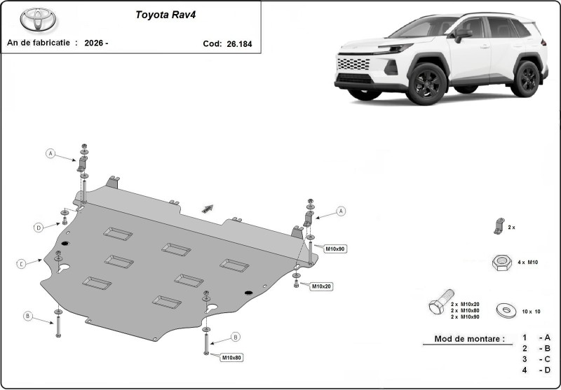 Stahl Unterfahrschutz für Motor Toyota RAV 4 (2026-2026)