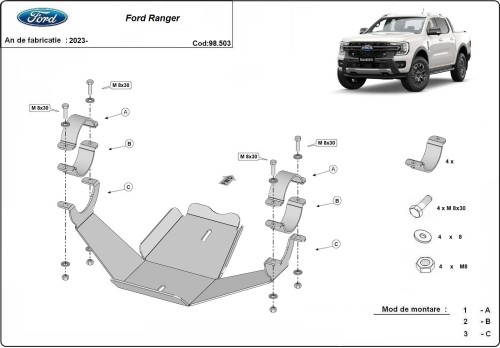 Stahl Unterfahrschutz für Differentialschutz Ford Ranger (2023-2026)