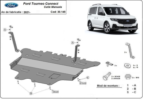 Stahl Unterfahrschutz für Motor Ford Tourneo Connect (2021-2026)