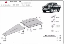 Stahl Unterfahrschutz für Getriebe, Differential Mitsubishi L 200 (1998-2007)