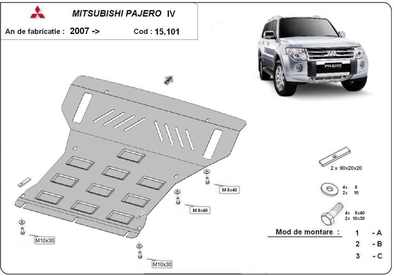 Stahl Unterfahrschutz für Motor, Kühler Mitsubishi Pajero 4 (V80, V90) (2007-2021)