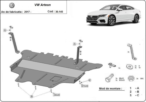 Stahl Unterfahrschutz für Motor VW Passat Alltrack - Schaltgetriebe (2015-2026)