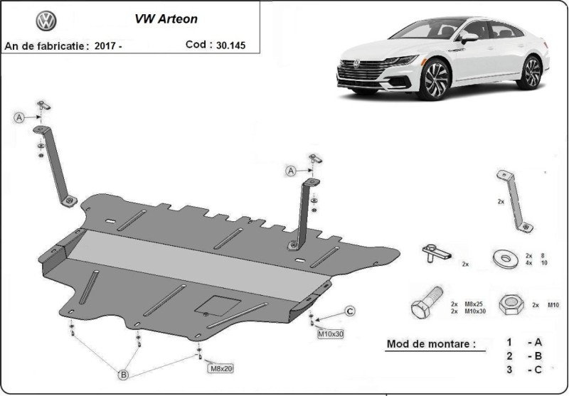 Stahl Unterfahrschutz für Motor VW Passat Alltrack - Schaltgetriebe (2015-2026)