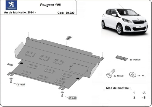 Stahl Unterfahrschutz für Motor Peugeot 108 (2014-2021)