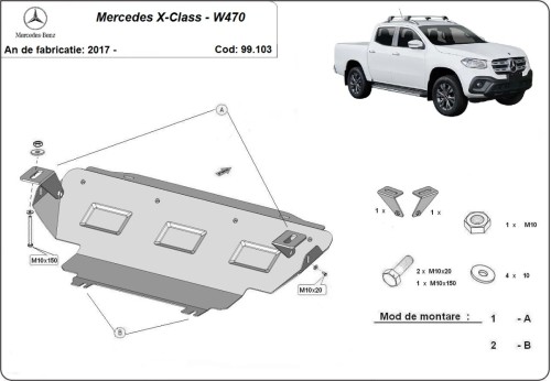 Stahl Unterfahrschutz für Kühler Mercedes X-Class (2017-2020)