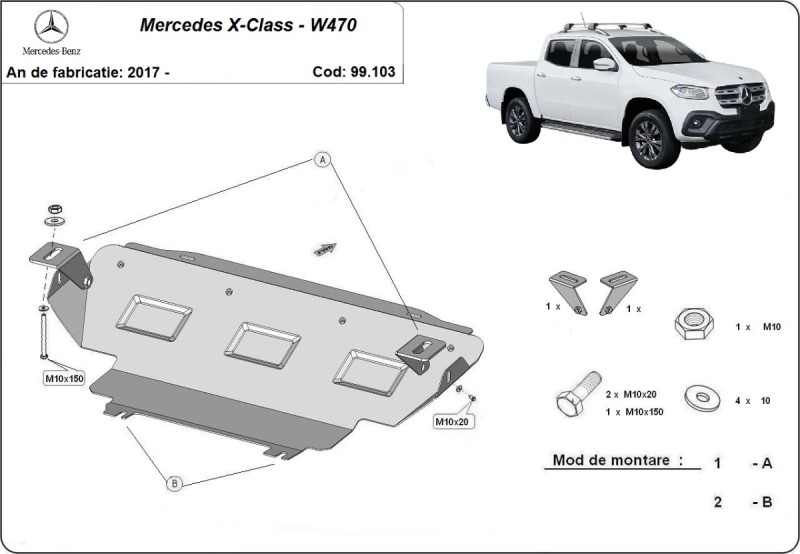 Stahl Unterfahrschutz für Kühler Mercedes X-Class (2017-2020)
