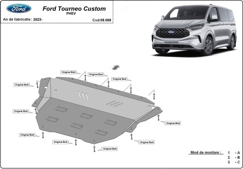 Stahl Unterfahrschutz für Motor Ford Tourneo Custom (2023-2026)