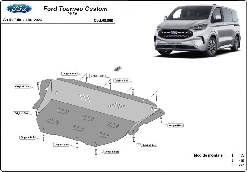Stahl Unterfahrschutz für Motor Ford Tourneo Custom (2023-2026)