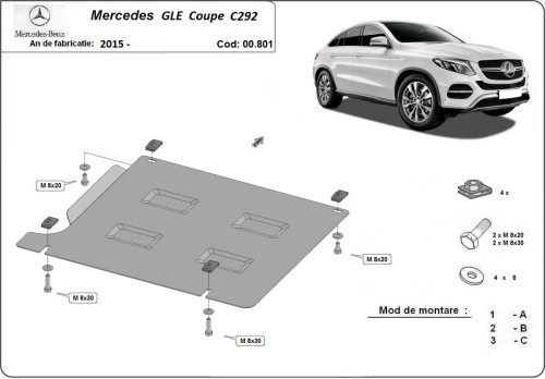 Stahl Unterfahrschutz für Getriebe Mercedes GLE Coupe C292 (2015-2019)