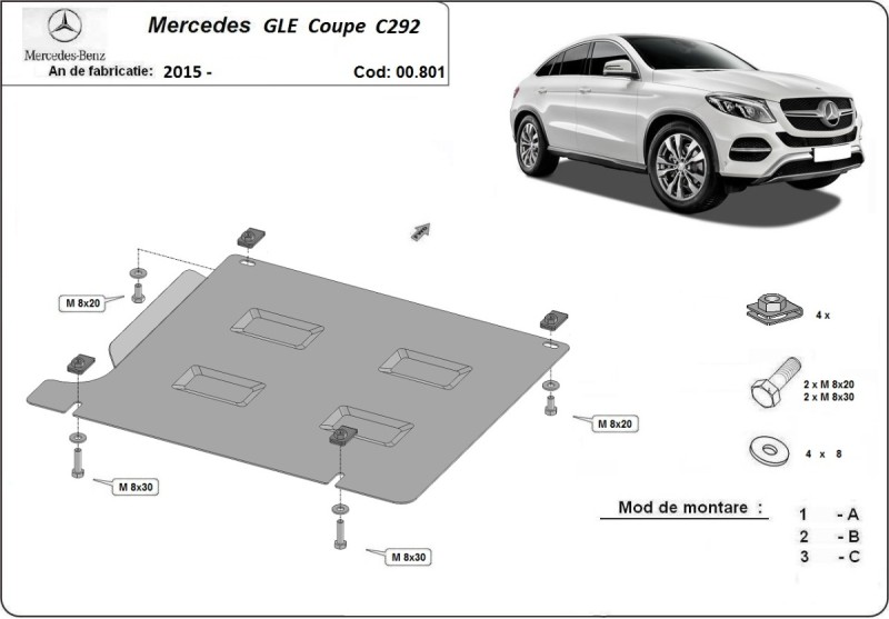 Stahl Unterfahrschutz für Getriebe Mercedes GLE Coupe C292 (2015-2019)