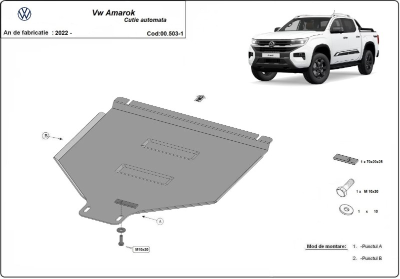 Stahl Unterfahrschutz für Getriebe Automatikgetriebe Volkswagen Amarok (2022-2026)